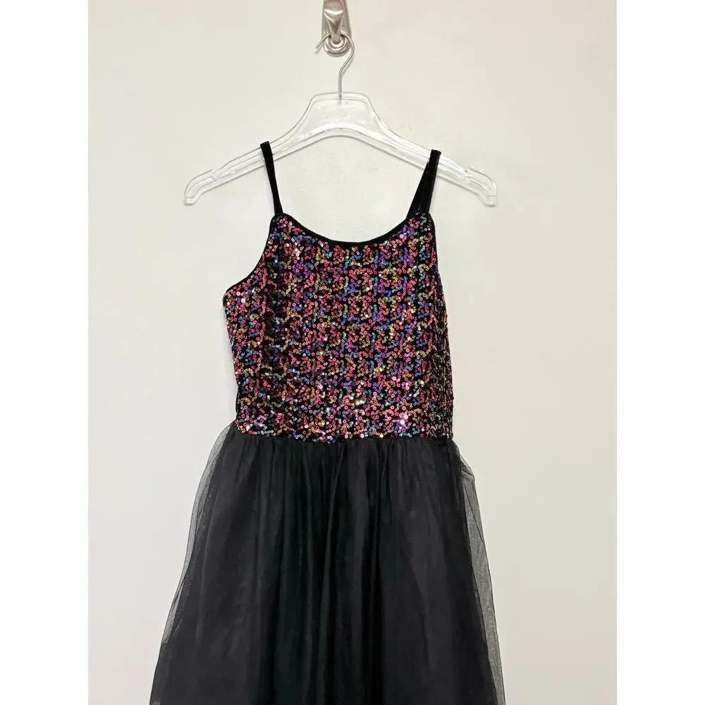 ZENZI SEQUINED SPAGHETTI STRAP VELVET  DRESS YOUTH SIZE 14/16
